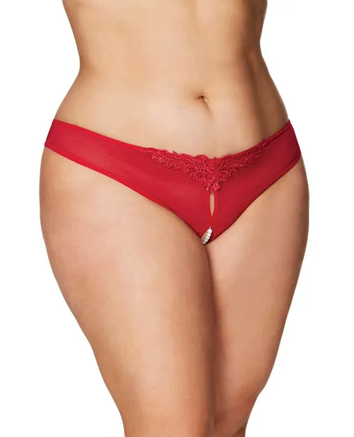 Vibrators Rsvp By Oh La La Cheri Crotchless Thong wPearls Red 3X4X