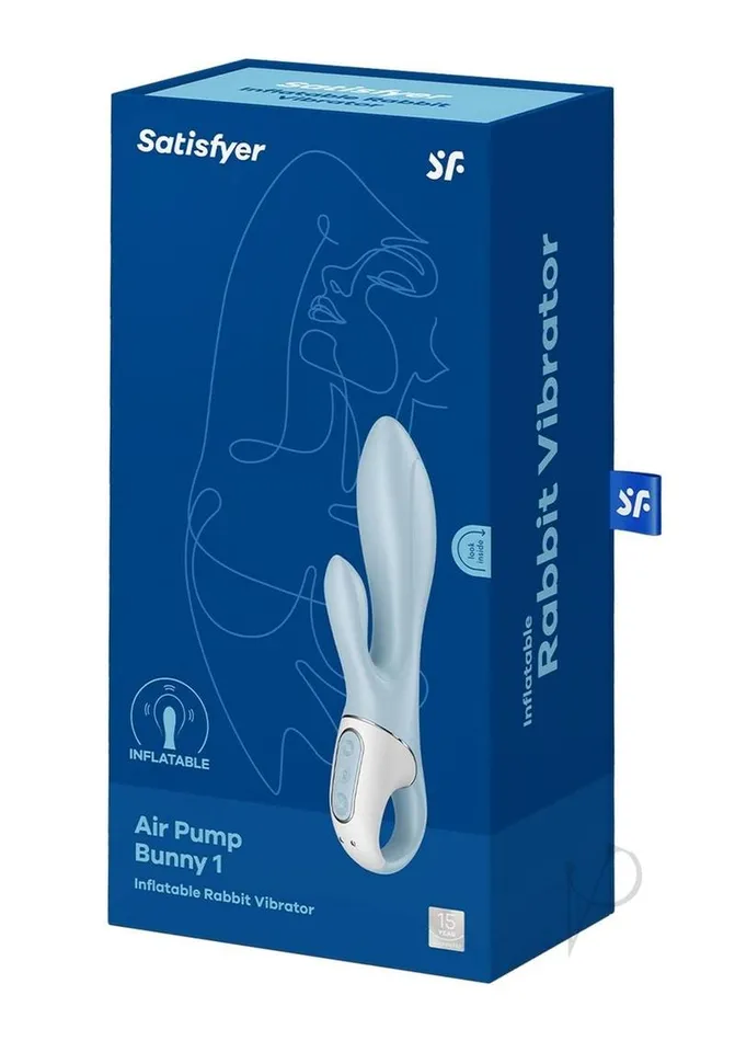 Vibrators Satisfyer Satisfyer AIr Pump Bunny 1 Rechargeable Silicone Rabbit Vibrator BlueWhite Vibrators Satisfyer Satisfyer AIr Pump Bunny 1 Rechargeable Silicone Rabbit Vibrator BlueWhite