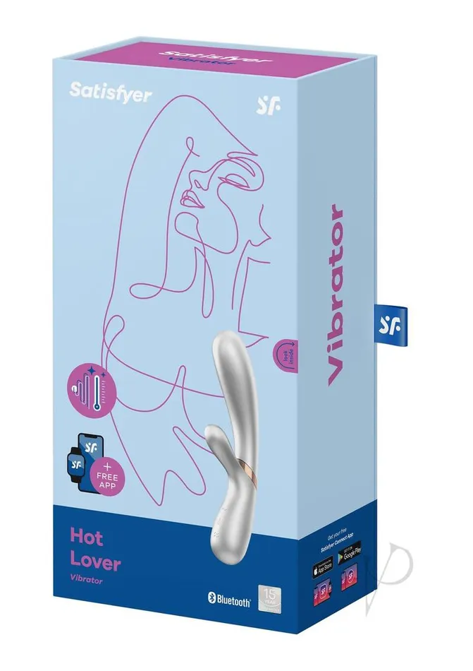 Vibrators Satisfyer Satisfyer Hot Lover Rechargeable Silicone Warming DualStim Vibrator Silver