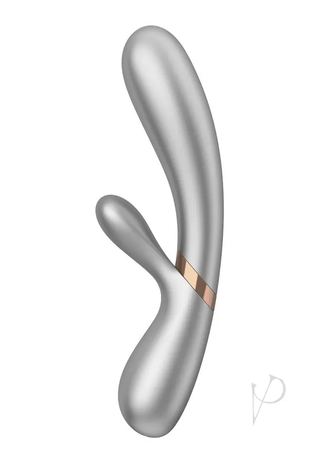 Vibrators Satisfyer Satisfyer Hot Lover Rechargeable Silicone Warming DualStim Vibrator Silver