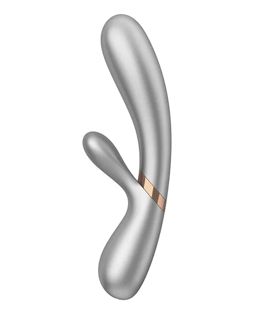 Vibrators Satisfyer Satisfyer Hot Lover Rechargeable Silicone Warming DualStim Vibrator Silver