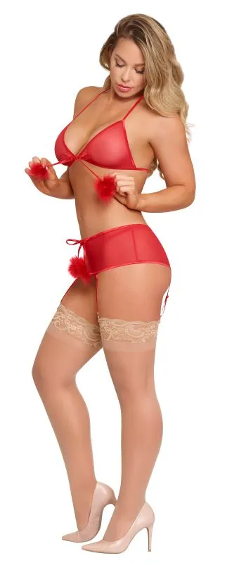 Vibrators SimpleeDiscreet Marabou Bra Skirt GSTRING Red SM
