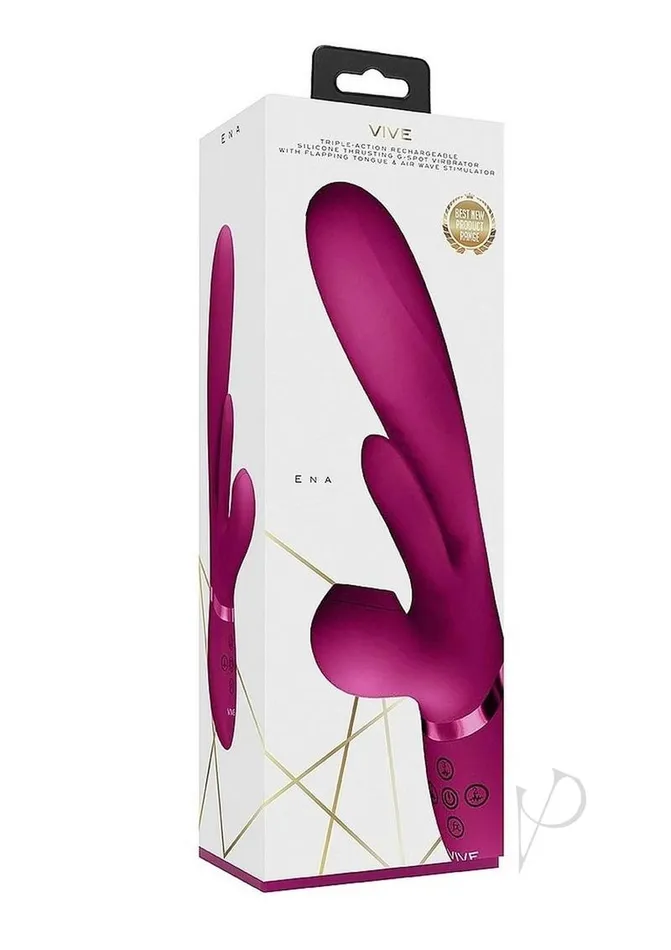 Vive By Shots Vibrators Vive ENA Rechargeable Silicone Triple Motor Thrusting GSpot with Flapper and Air Wave Clit Stimulation Vibrator Pink Vive By Shots Vibrators Vive ENA Rechargeable Silicone Triple Motor Thrusting GSpot with Flapper and Air Wave Clit Stimulation Vibrator Pink