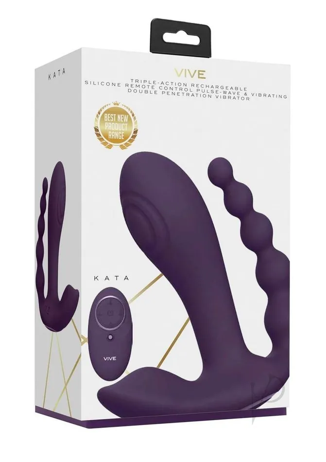 Vive Kata Rechargeable Silicone Pulse Wave and Vibrating Double Penetration Vibrator Purple Vive By Shots Vibrators Vive Kata Rechargeable Silicone Pulse Wave and Vibrating Double Penetration Vibrator Purple Vive By Shots Vibrators