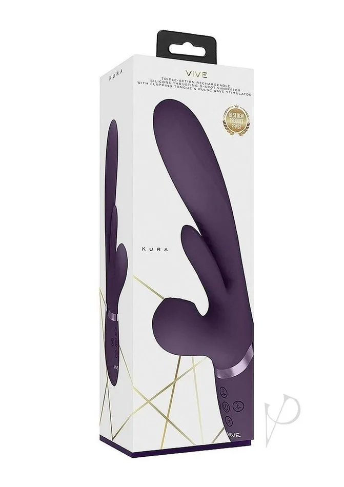 Vive KURA Rechargeable Silicone Triple Motor Thrusting GSpot with Flapper and Air Wave Clit Stimulation Vibrator Purple Vive By Shots Vibrators Vive KURA Rechargeable Silicone Triple Motor Thrusting GSpot with Flapper and Air Wave Clit Stimulation Vibrator Purple Vive By Shots Vibrators