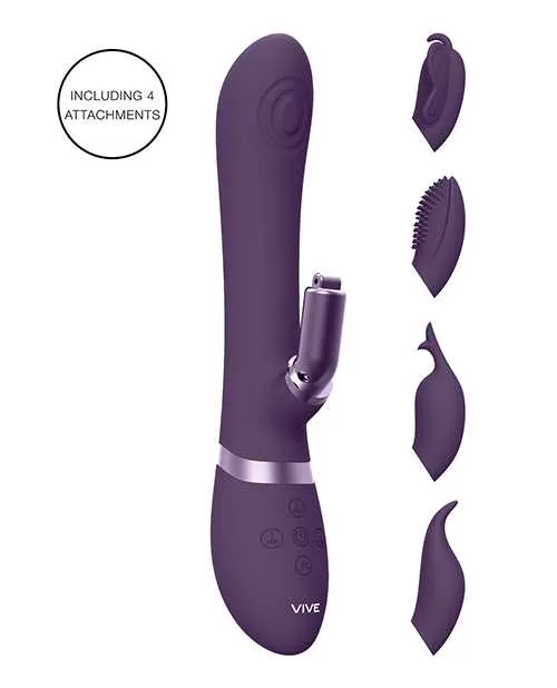 Vive Vibrators Shots Vive Etsu Pulse GSpot Rabbit wInterchangeable Clitoral Attachments Purple Vive Vibrators Shots Vive Etsu Pulse GSpot Rabbit wInterchangeable Clitoral Attachments Purple