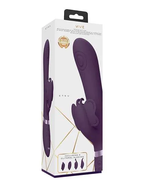 Vive Vibrators Shots Vive Etsu Pulse GSpot Rabbit wInterchangeable Clitoral Attachments Purple Vive Vibrators Shots Vive Etsu Pulse GSpot Rabbit wInterchangeable Clitoral Attachments Purple
