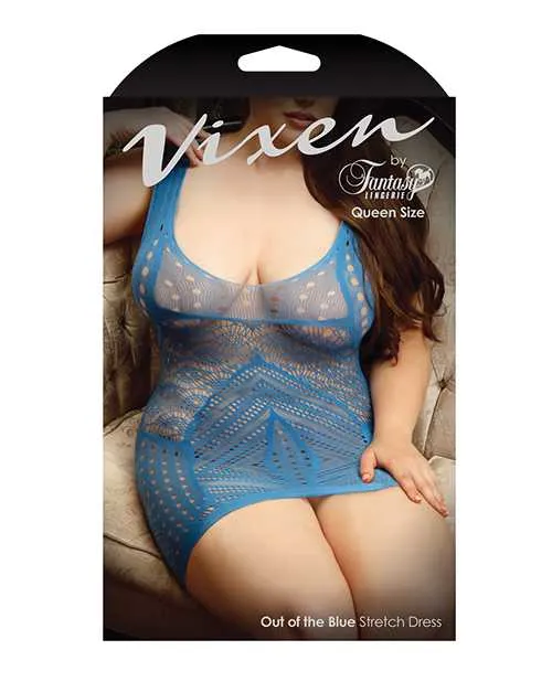 Vixen By Fantasy Lingerie Vixen Out of the Blue Scoop Neck Stretch Knit Dress Blue QN Vibrators