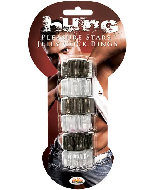 Wet Dreams Dildos Pleasure Stars Jelly Cock Rings 6 Per Pack Assorted Colors