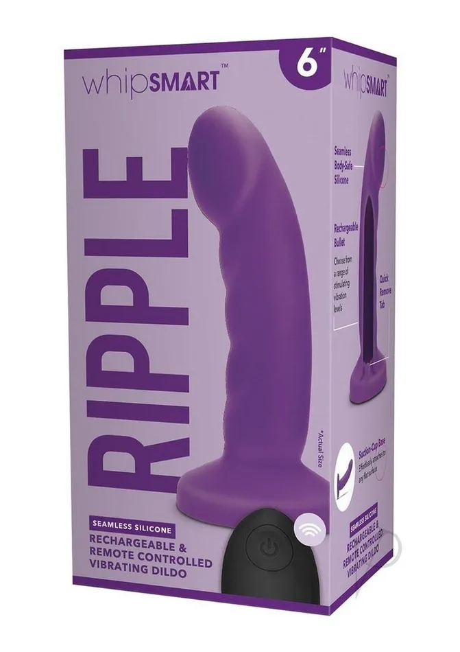 Whipsmart Female Sex Toys WhipSmart Curved Ripple Silicone Rechargeable Dildo with Remote Control 6in Purple Whipsmart Female Sex Toys WhipSmart Curved Ripple Silicone Rechargeable Dildo with Remote Control 6in Purple