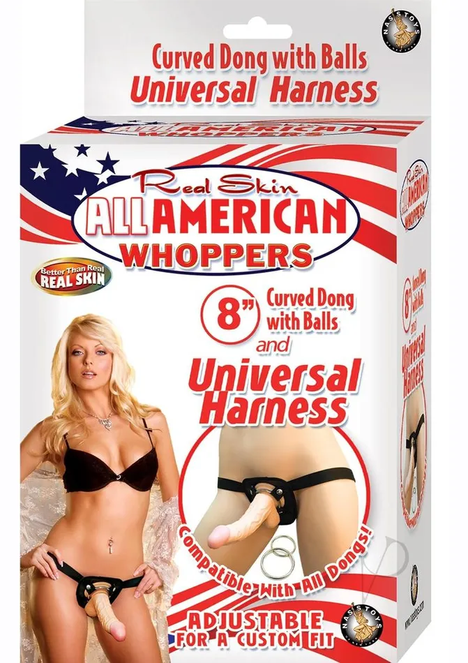 Whoppers Dildos Real Skin All American Whoppers Dildo with Universal Harness 8in BlackVanilla Whoppers Dildos Real Skin All American Whoppers Dildo with Universal Harness 8in BlackVanilla