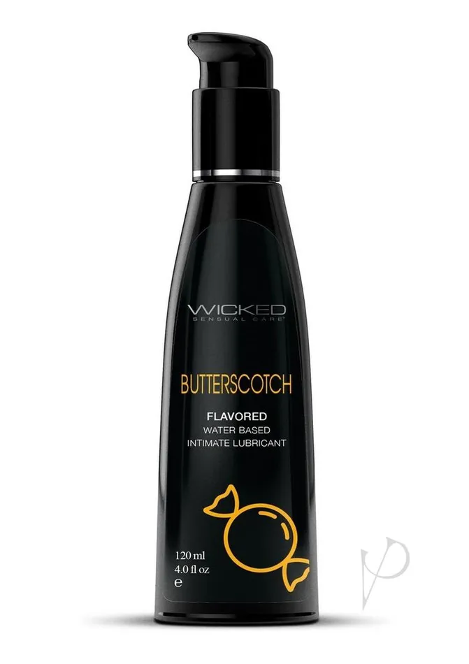 Wicked Aqua Lubricants Wicked Aqua Water Based Flavored Lubricant Butterscotch 4oz Wicked Aqua Lubricants Wicked Aqua Water Based Flavored Lubricant Butterscotch 4oz