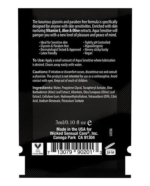 Wicked Sensual Care Hypoallergenic Aqua Sensitive Water Based Lubricant 1 oz Wicked Sensual Care Lubricants Wicked Sensual Care Hypoallergenic Aqua Sensitive Water Based Lubricant 1 oz Wicked Sensual Care Lubricants