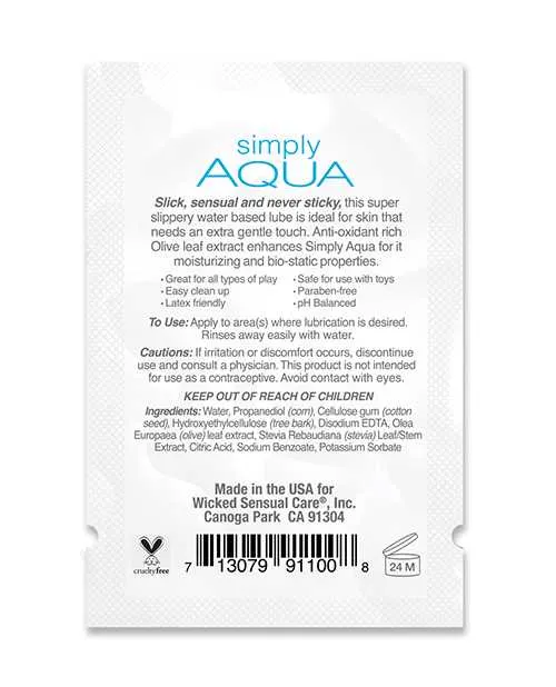 Wicked Sensual Care Lubricants Wicked Sensual Care Simply Aqua Water Based Lubricant 1 oz Wicked Sensual Care Lubricants Wicked Sensual Care Simply Aqua Water Based Lubricant 1 oz