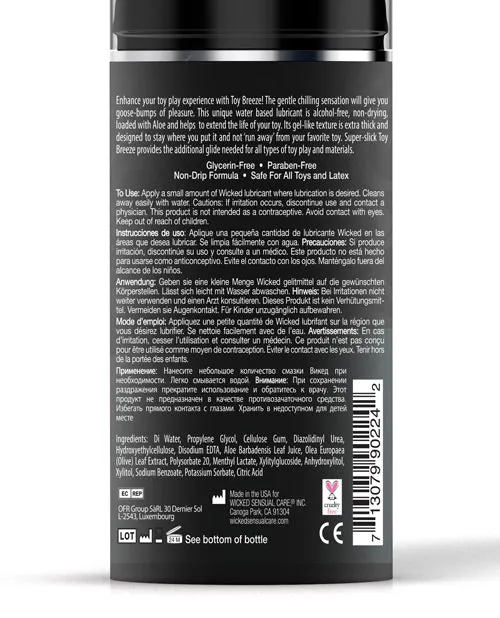 Wicked Toy Sexual Health Wellbeing Wicked Toy Breeze Cooling Water Based Gel Lubricant 33oz