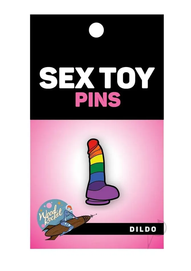 Wood Rocket Dildos Dildo Rainbow Enamel Pin Multicolor
