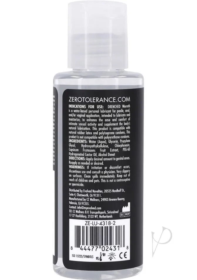 Zero Tolerance Drenched Warmth Water Based Lubricant 2oz Zero Tolerance Anal