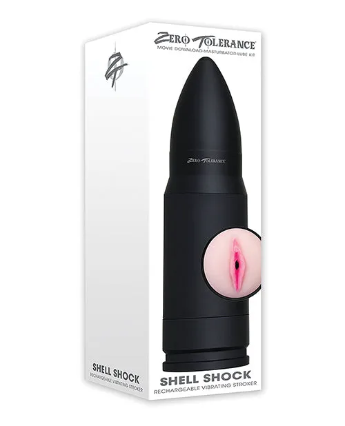 Zero Tolerance Shell Shock Rechargeable Vibrating Pussy Stroker with DVD Download Black Zero Tolerance Male Sex Toys