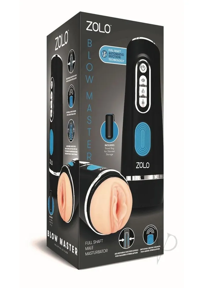 Zolo Blow Master Rechargeable Silicone Masturbator BlackBlue Zolo Anal